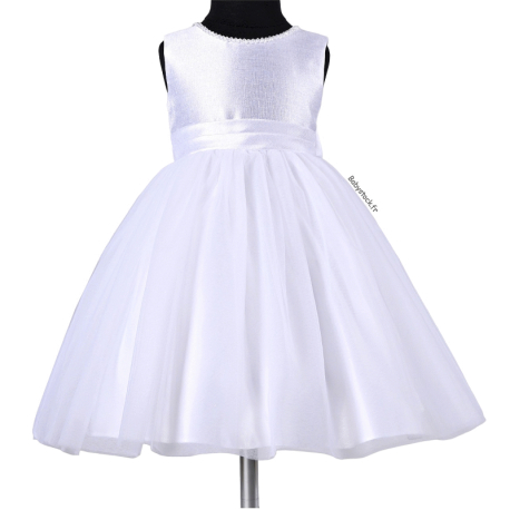 Robe de baptême fille en organza irisé et tulle Marie