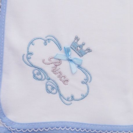 Lange bébé garçon en jersey coton blanc brodé Prince bleu > Babystock