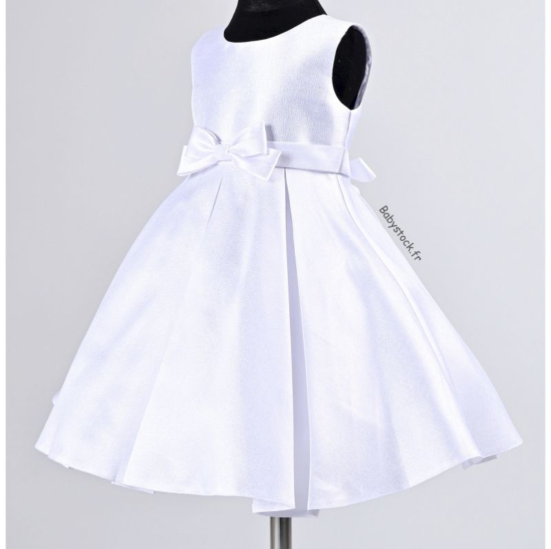 Robe de baptême cortège cérémonie bébé fille en tissu irisé blanc