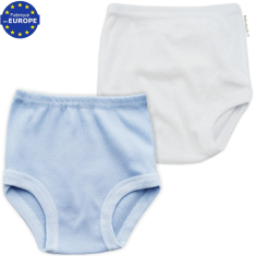 Lot 2 culottes bébé garçon en coton blanc et bleu layette