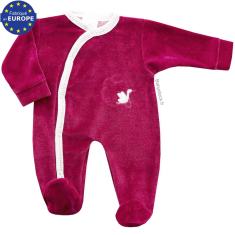 Pyjama préma fille 43cm en velours rose rubis brodé Cigogne