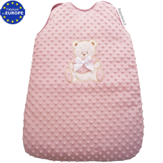 Gigoteuse bébé fille 0-6 mois en fourrure rose thé brodé Ourson