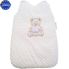 Gigoteuse bébé 0-6 mois minky blanc brodé Ourson noeud satin