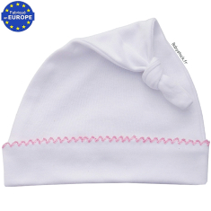 Bonnet bébé naissance en coton bleu marine avec noeud > Babystock