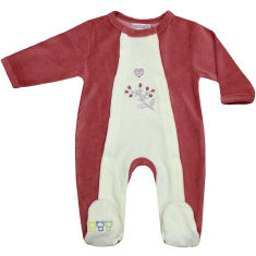 Pyjama bébé préma 45cm mixte velours brique et crème Coeur