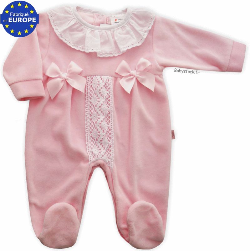 Pyjama en velours bébé fille