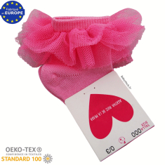 Chaussettes bébé fille à volants en tulle rose bonbon
