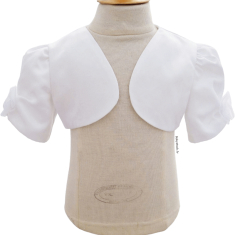 Boléro de baptême bébé fille en satin blanc et fleur en organza