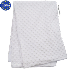 Couverture bébé en minky blanche doublée fourrure peluche