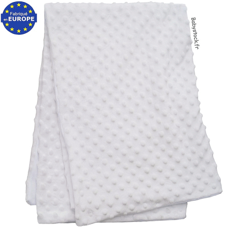 Couverture bébé en minky blanche doublée fourrure peluche