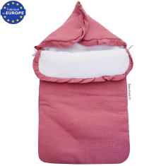 Nid d'ange siège-auto bébé gaze coton framboise doublé fourrure
