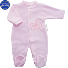 Pyjama préma fille 47-48 cm en velours rose brodé Bébé d'amour