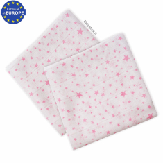 Lot 2 langes bébé en coton blanc imprimé étoiles roses
