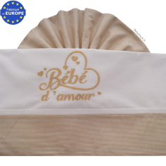 Parure lit 3 pièces mixte en coton brodé Bébé d'amour beige 