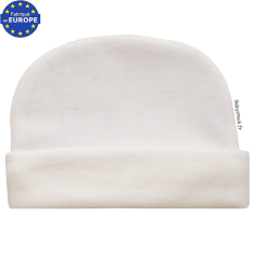 Bonnet naissance unisexe bébé en velours blanc revers crème
