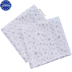 Lot 2 langes bébé en coton blanc imprimé étoiles grises