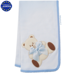 Lange bébé garçon en jersey de coton blanc brodé Ourson bleu