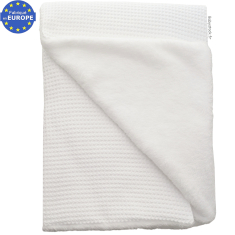 Couverture bébé en coton nid d'abeille blanc doublé fourrure
