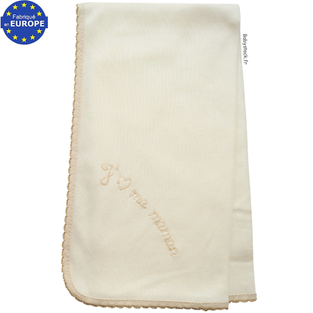 Lange bébé unisexe jersey coton crème brodé J'aime ma Maman