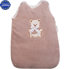 Gigoteuse prématuré en velours mauve brodé Ourson 48cm