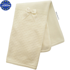 Couverture bébé en maille doublée polaire crème 75x100cm