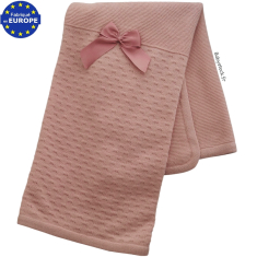  Couverture bébé fille en maille doublée polaire rose thé 75x100cm