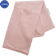 Couverture bébé fille en maille doublée polaire rose 75x100cm
