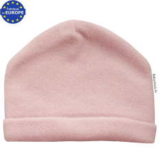 Bonnet bébé naissance fille en fourrure polaire rose pâle
