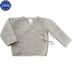 Brassière bébé unisexe en tricot maille mousse gris chiné