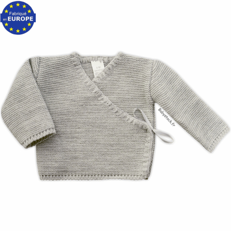 Brassière bébé unisexe en tricot maille mousse gris chiné