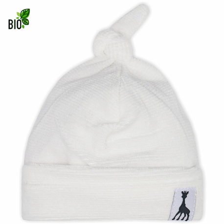 Bonnet bébé mixte en velours côtelé bio blanc Sophie la Girafe