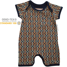 Combicourt bébé à emmanchures américaines en coton à motifs
