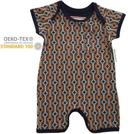 Combicourt bébé à emmanchures américaines en coton à motifs