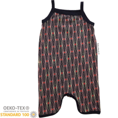 Combicourt bébé fille à bretelles en coton marine à motifs
