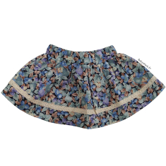 Jupe bébé fille en coton imprimé fleuri bleu / vert