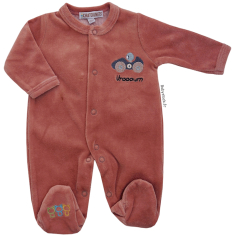 Pyjama préma garçon 45-46cm velours brique brodé voiture