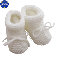Chaussons bébé naissance en maille mousse blanche