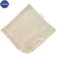 Châle - plaid pour bébé en tricot maille mousse beige