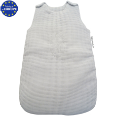 Gigoteuse bébé brodée en coton nid d'abeille gris perle 0-6 mois