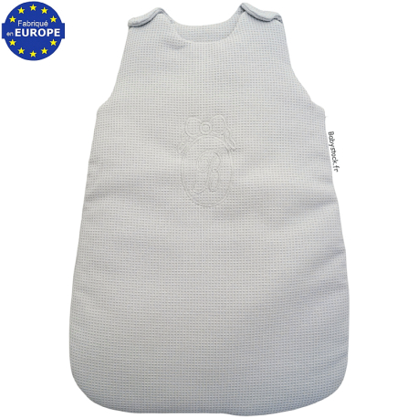 Gigoteuse bébé brodée en coton nid d'abeille gris perle 0-6 mois