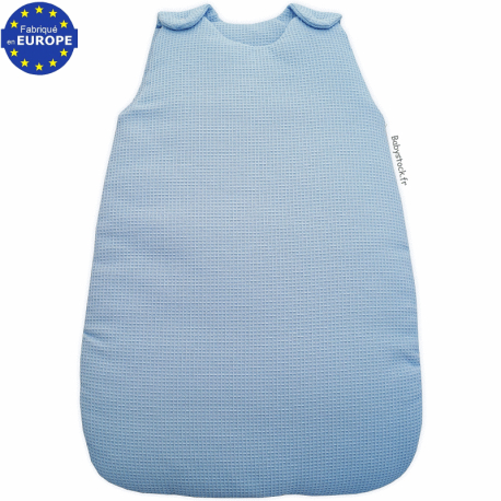 Gigoteuse bébé garçon en coton nid d'abeille bleu ciel 0-6 mois