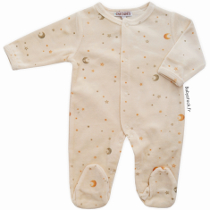 Pyjama dors bien unisexe en velours crème imprimé Lunes