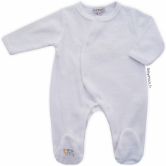 Pyjama dors bien unisexe en velours blanc brodé Bébé d'Amour