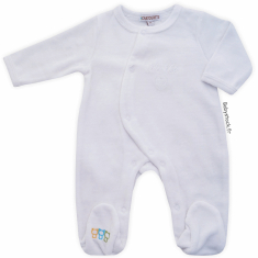 Pyjama dors bien bébé unisexe en velours blanc brodé Ma Vie