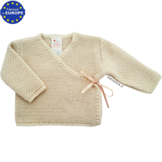 Brassière bébé mixte - unisexe en tricot maille mousse beige
