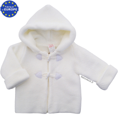 Gilet manteau bébé (0/3 mois) en maille tricot doublé blanc