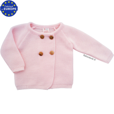Gilet bébé fille 0/3 mois en maille tricot rose layette