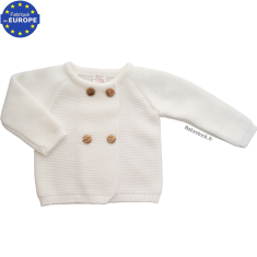 Gilet bébé mixte unisexe 0/3 mois en maille tricot blanc