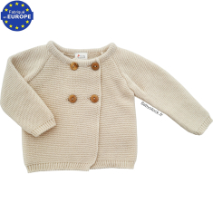 Gilet bébé unisexe 0/3 mois en maille tricot beige