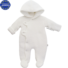 Combinaison pilote bébé unisexe en tricot maille mousse blanc